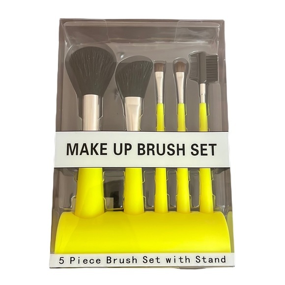 5 Pc Makeup Brush Set With Stand Neon - Picture 1 of 6